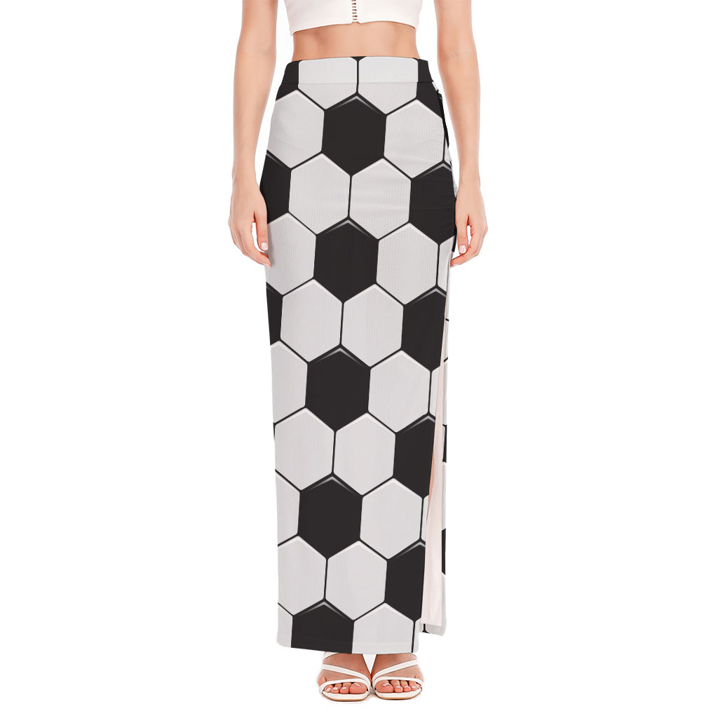 Soccer Ball Print High Slit Maxi Skirt
