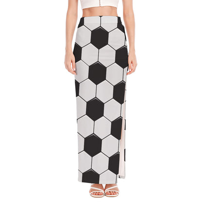 Soccer Ball Print High Slit Maxi Skirt