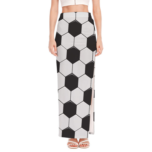 Soccer Ball Print High Slit Maxi Skirt