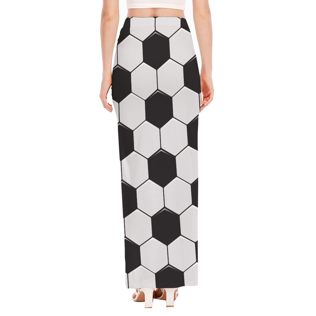 Soccer Ball Print High Slit Maxi Skirt