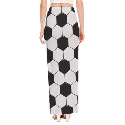 Soccer Ball Print High Slit Maxi Skirt
