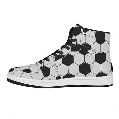 Soccer Ball Print High Top Leather Sneakers
