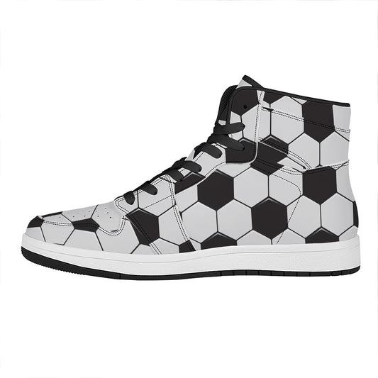 Soccer Ball Print High Top Leather Sneakers
