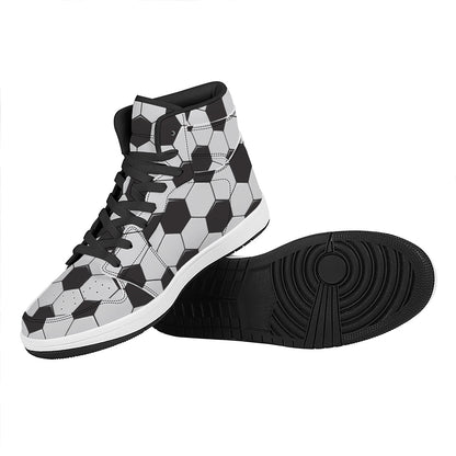 Soccer Ball Print High Top Leather Sneakers