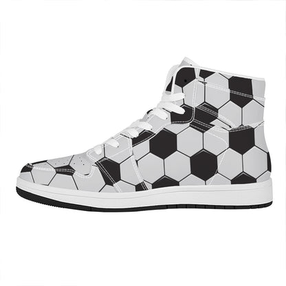 Soccer Ball Print High Top Leather Sneakers