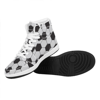Soccer Ball Print High Top Leather Sneakers