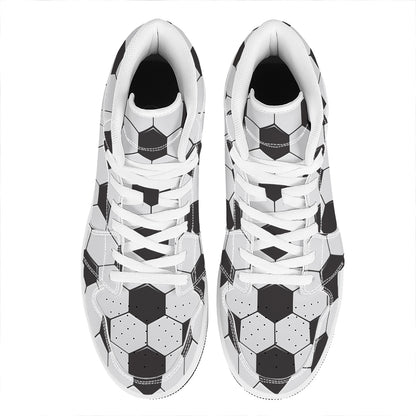 Soccer Ball Print High Top Leather Sneakers