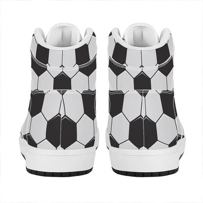 Soccer Ball Print High Top Leather Sneakers