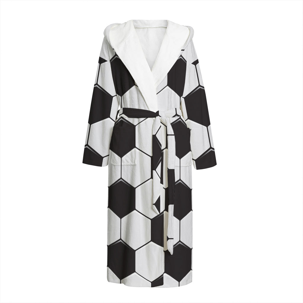 Soccer Ball Print Hooded Bathrobe