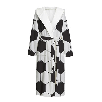 Soccer Ball Print Hooded Bathrobe