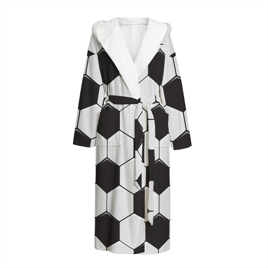 Soccer Ball Print Hooded Bathrobe
