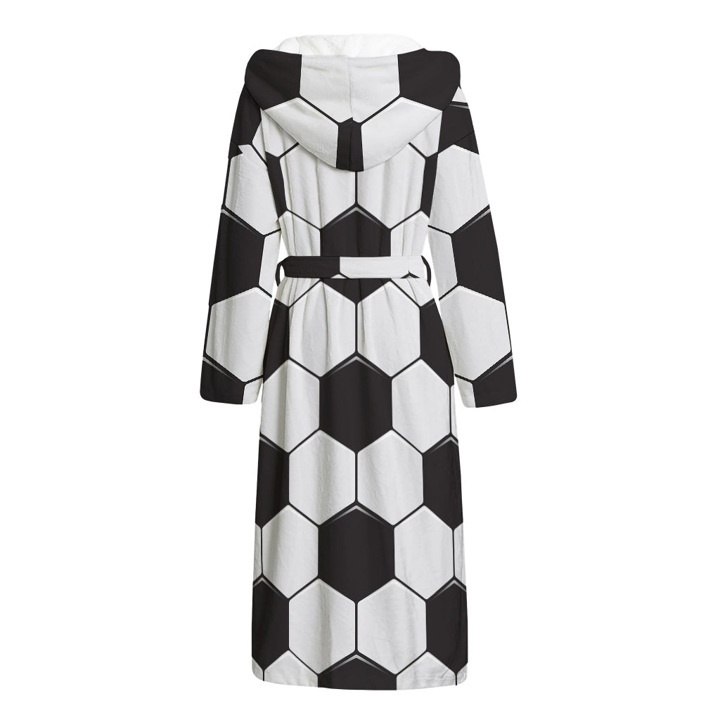 Soccer Ball Print Hooded Bathrobe