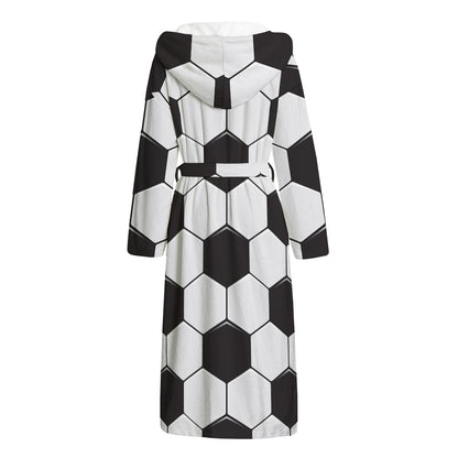 Soccer Ball Print Hooded Bathrobe