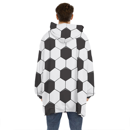 Soccer Ball Print Hoodie Blanket