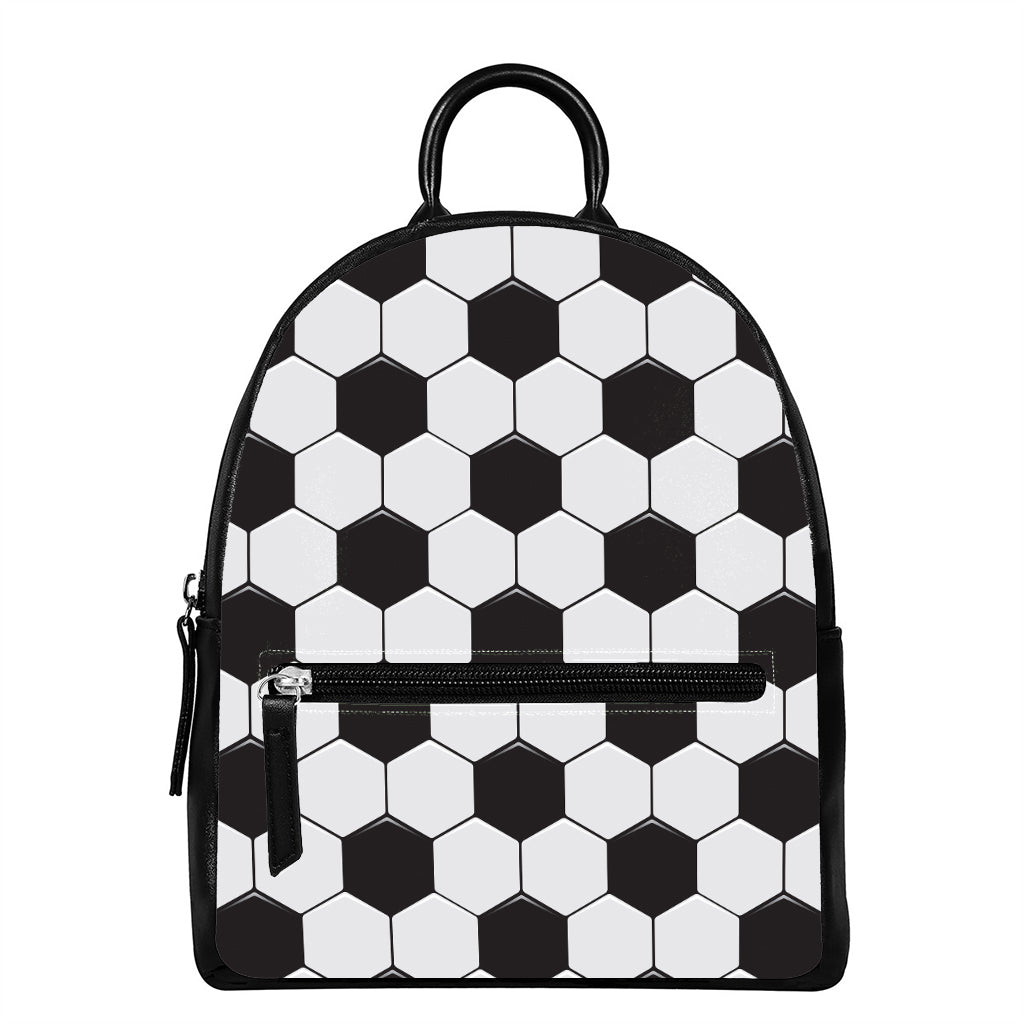 Soccer Ball Print Leather Backpack
