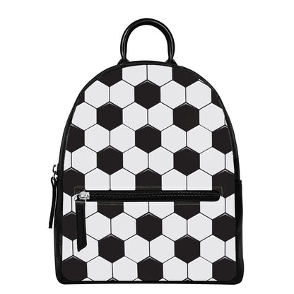 Soccer Ball Print Leather Backpack