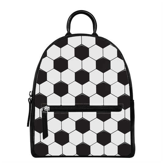 Soccer Ball Print Leather Backpack