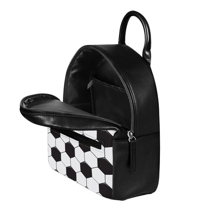 Soccer Ball Print Leather Backpack