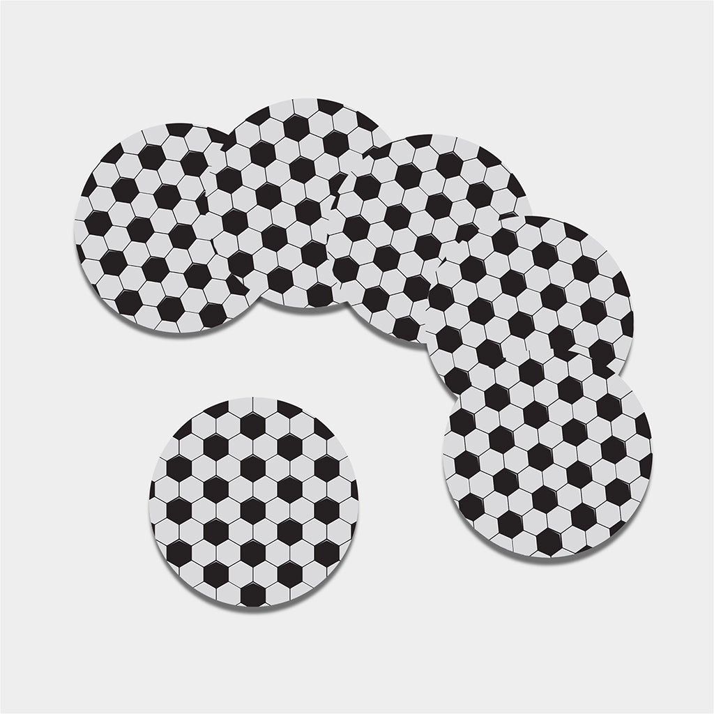 Soccer Ball Print Leather Coaster Set