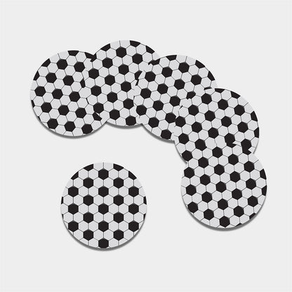 Soccer Ball Print Leather Coaster Set