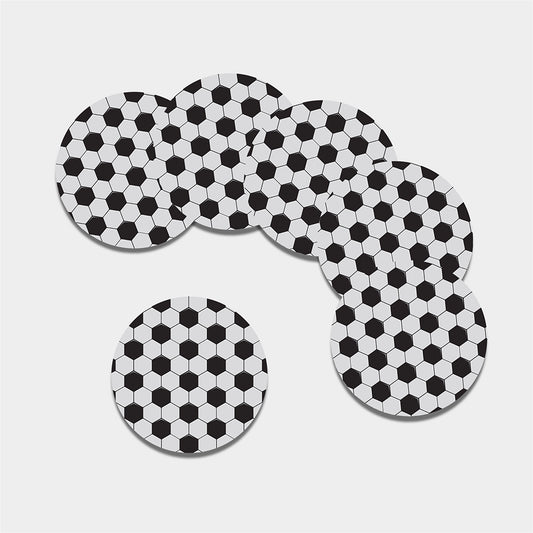 Soccer Ball Print Leather Coaster Set