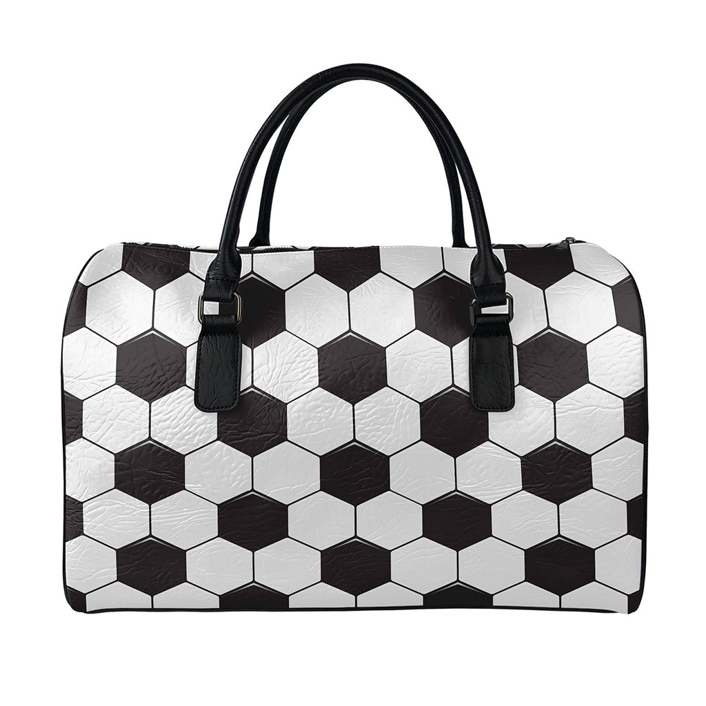 Soccer Ball Print Leather Duffle Bag