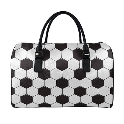 Soccer Ball Print Leather Duffle Bag
