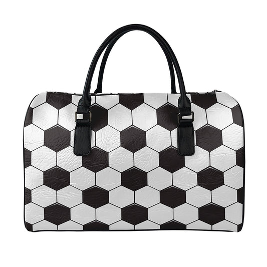 Soccer Ball Print Leather Duffle Bag
