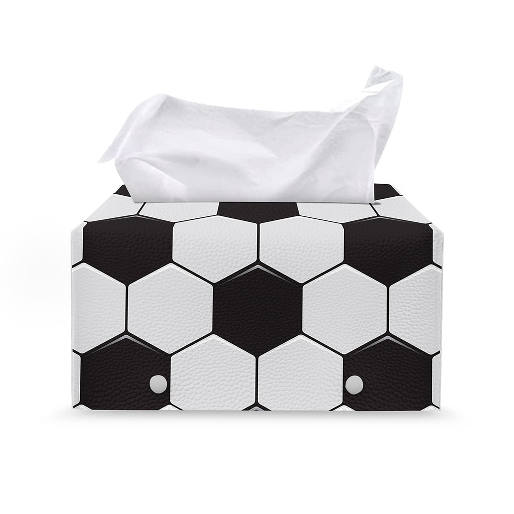 Soccer Ball Print Leather Tissue Box Cover