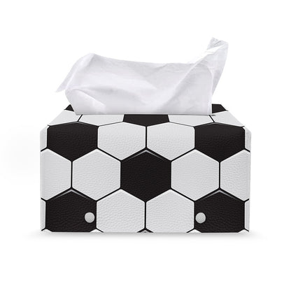 Soccer Ball Print Leather Tissue Box Cover