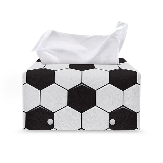 Soccer Ball Print Leather Tissue Box Cover