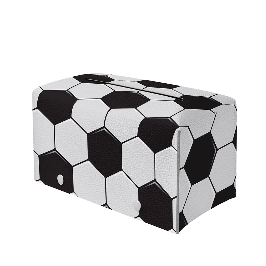 Soccer Ball Print Leather Tissue Box Cover