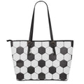 Soccer Ball Print Leather Tote Bag With Zipper