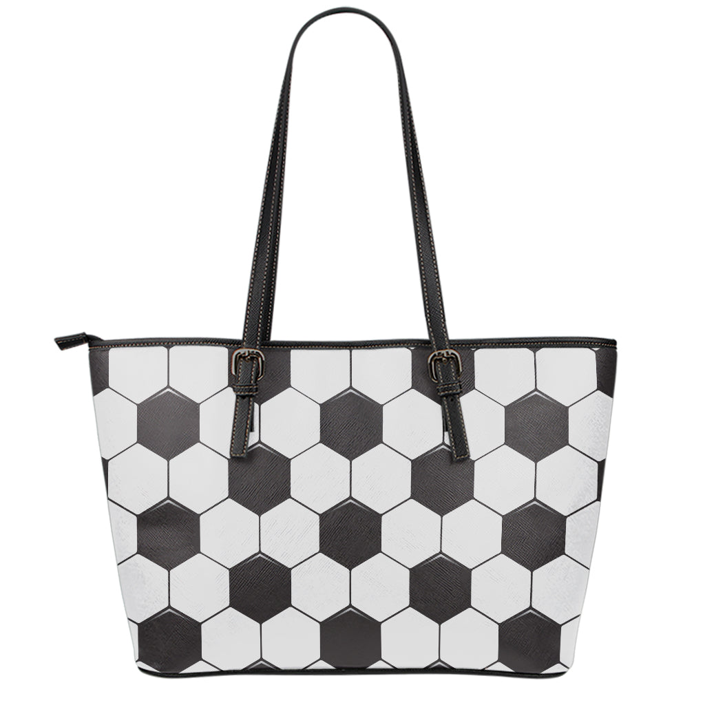 Soccer Ball Print Leather Tote Bag