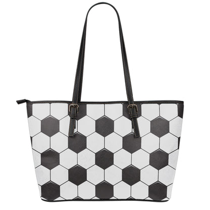Soccer Ball Print Leather Tote Bag