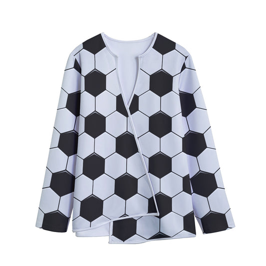 Soccer Ball Print Long Sleeve Short Coat