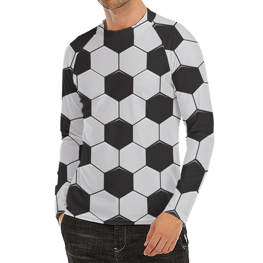 Soccer Ball Print Men's Long Sleeve Rash Guard