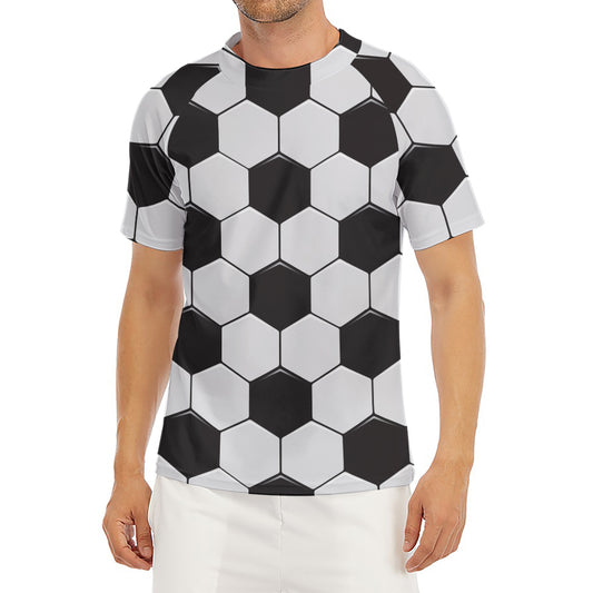 Soccer Ball Print Men's Short Sleeve Rash Guard