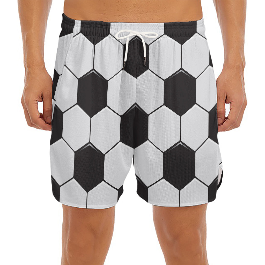 Soccer Ball Print Men's Split Running Shorts