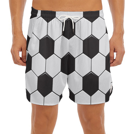 Soccer Ball Print Men's Split Running Shorts