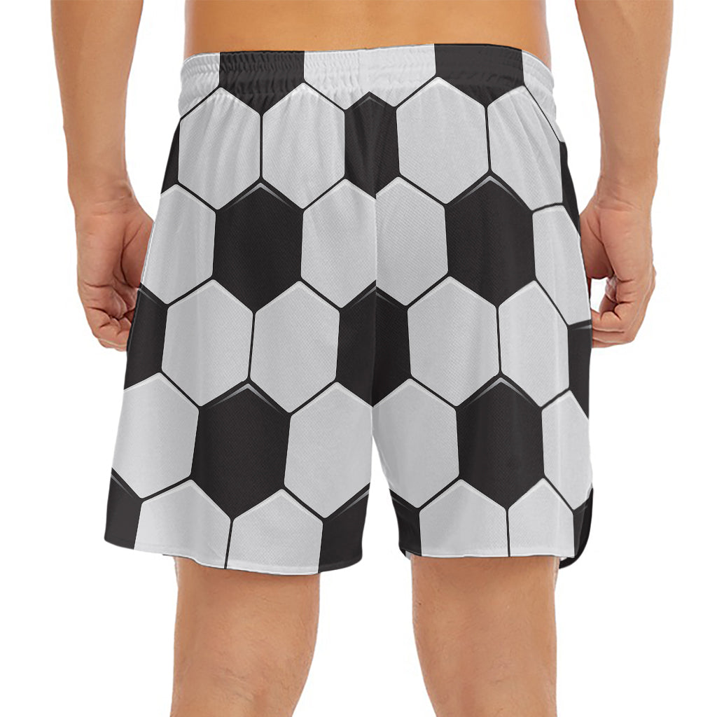 Soccer Ball Print Men's Split Running Shorts