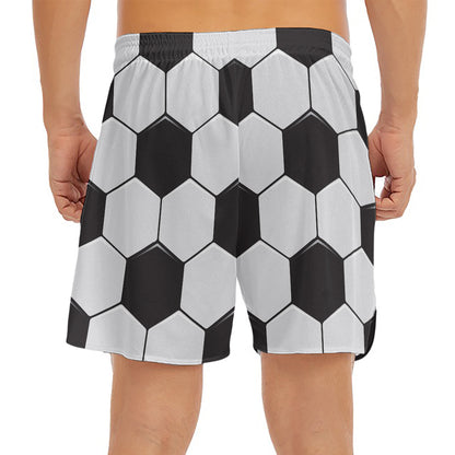 Soccer Ball Print Men's Split Running Shorts