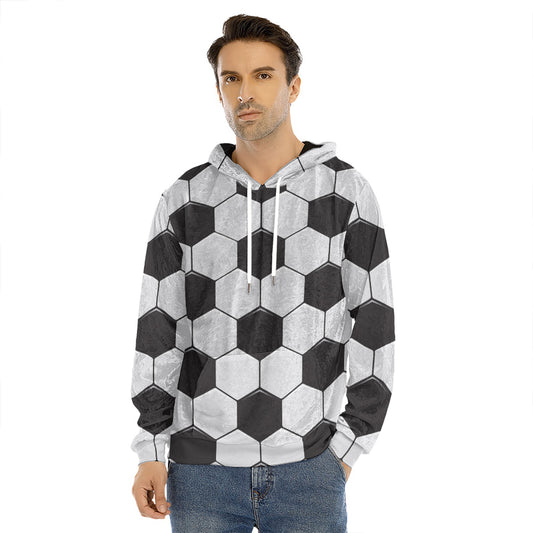 Soccer Ball Print Men's Velvet Pullover Hoodie