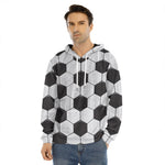 Soccer Ball Print Men's Velvet Pullover Hoodie