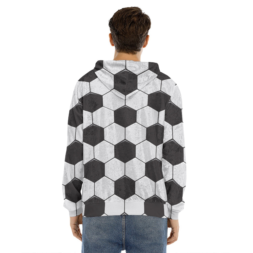 Soccer Ball Print Men's Velvet Pullover Hoodie