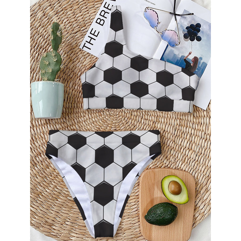 Soccer Ball Print One Shoulder Bikini Top