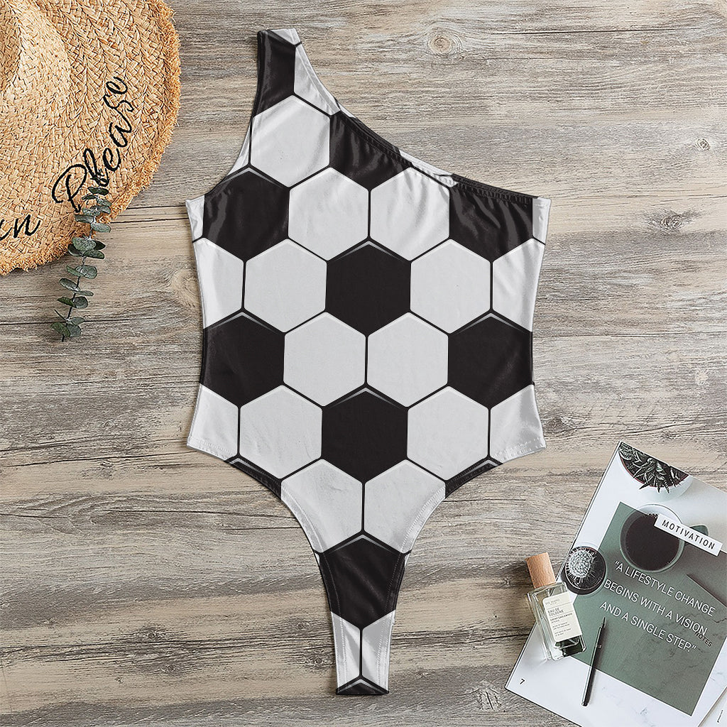 Soccer Ball Print One Shoulder Bodysuit