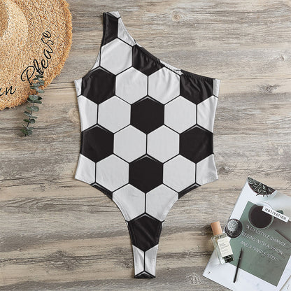 Soccer Ball Print One Shoulder Bodysuit
