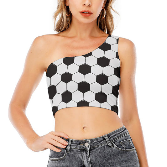 Soccer Ball Print One Shoulder Crop Top
