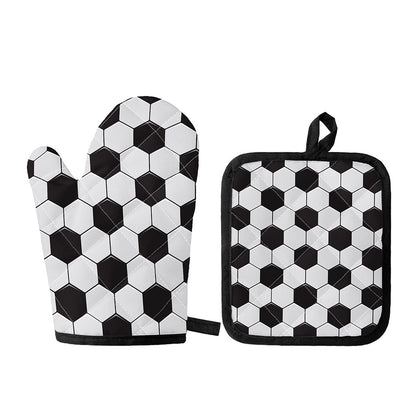 Soccer Ball Print Oven Mitt And Pot Holder Set